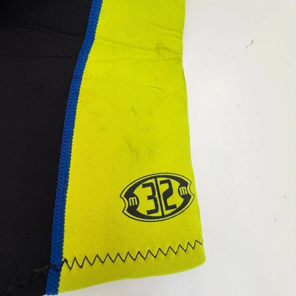 Body Glove Mens Shorty Wetsuit Large Blue Neon Yellow Black Spring Suit 3/2mm